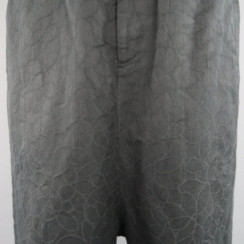 COMME des GARCONS Size XXS Black Floral Textured Drop Crotch Cropped Pants COMME des GARCONS