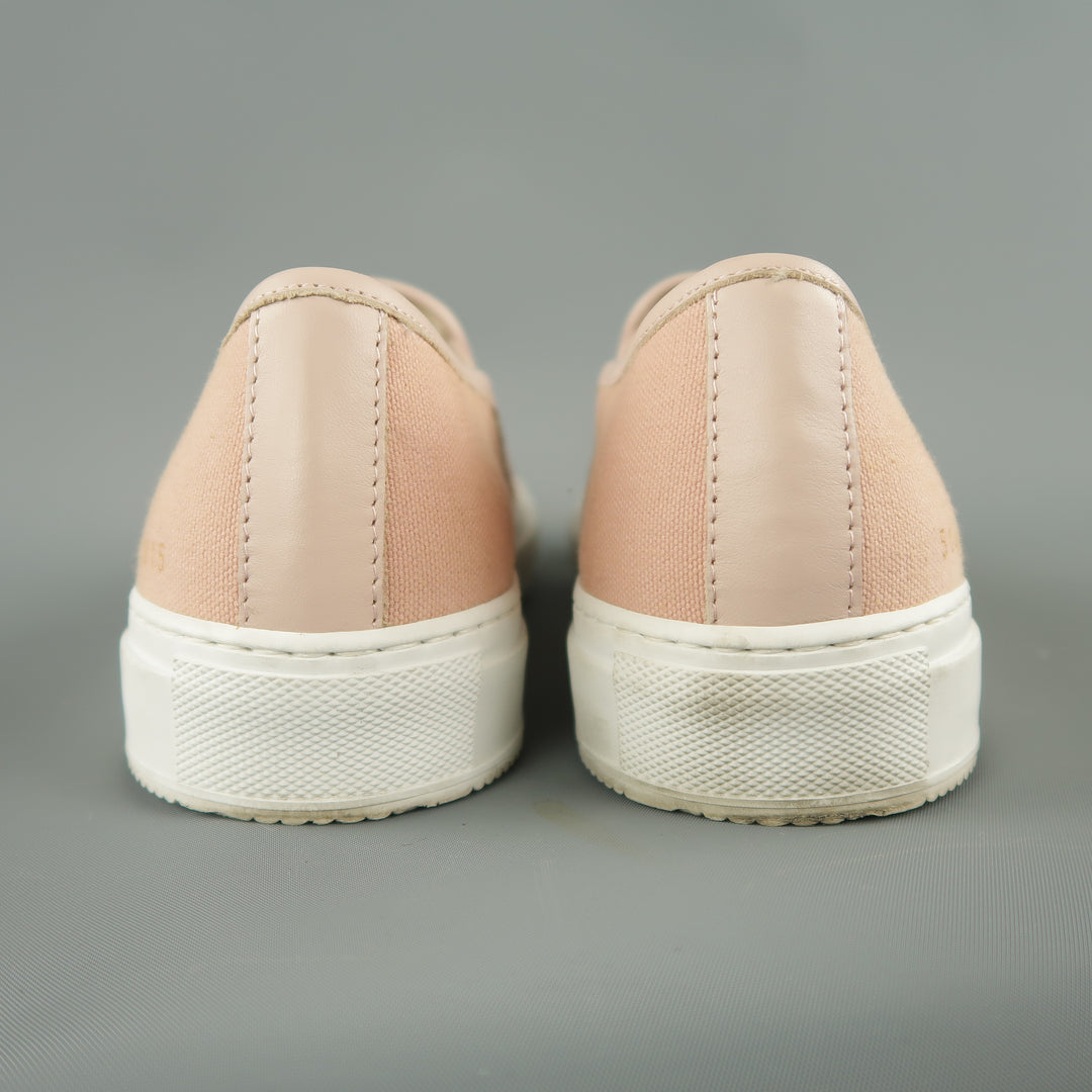 COMMON PROJECTS Size 7 Rose Pink Canvas & Leather Slip On Sneakers