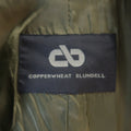 COPPERWHEAT BLUNDELL 12 Gray Pinstripe Wool Asymmetrical Peak Lapel Skirt Suit COPPERWHEAT BLUNDELL