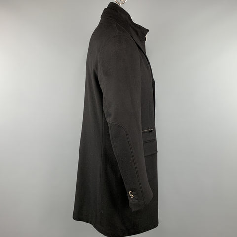 CORNELIANI ID 44 Black Solid Wool Notch Lapel Coat
