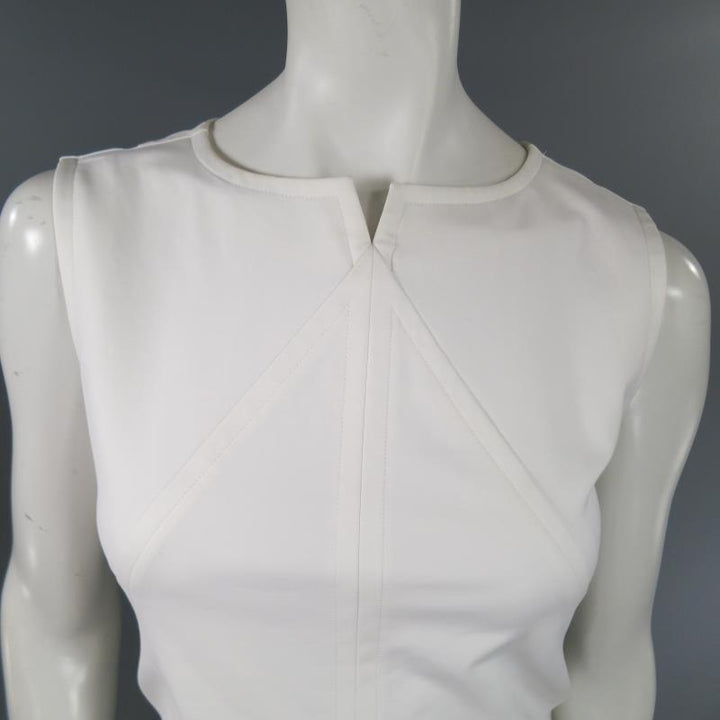COURREGES Size 6 White Sleeveless A line Pocket Shift Dress