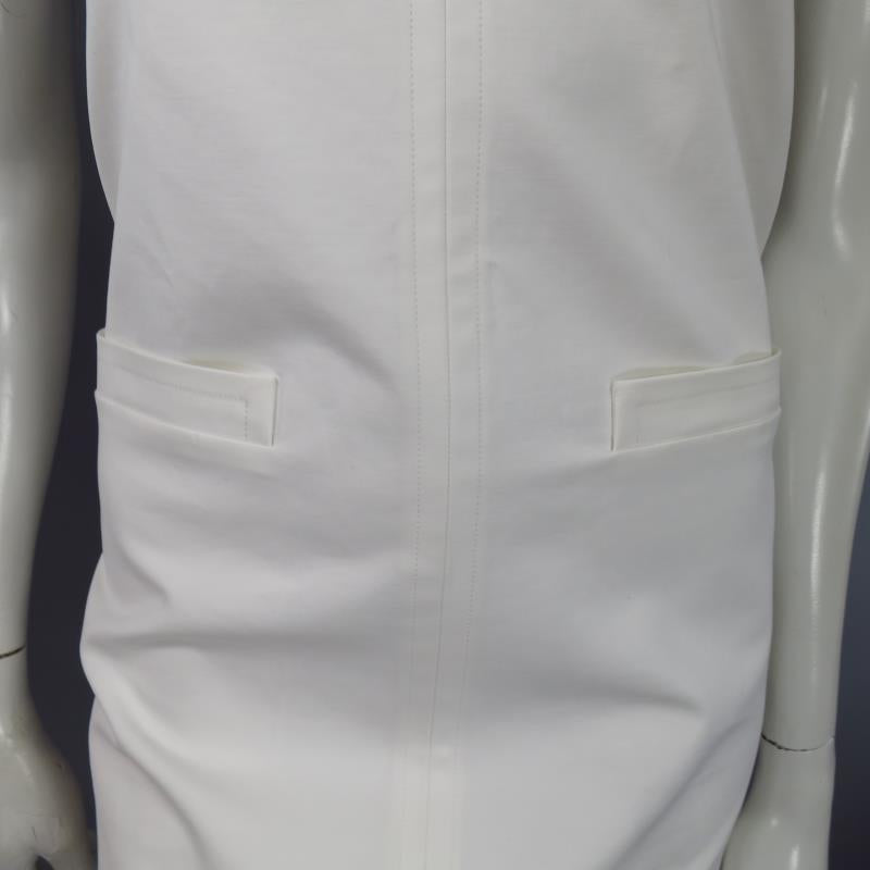 COURREGES Taille 6 Robe blanche sans manches A line Pocket Shift
