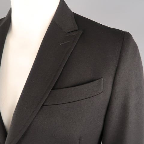 CoSTUME NATIONAL Chest Size 42 Size 42 Black Solid Wool Peak Lapel Coat