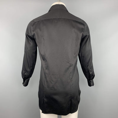 D. FINE Size S Black Solid Cotton Button Up Long Sleeve Shirt