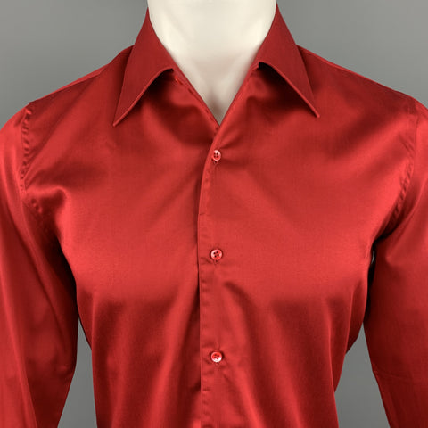 D. FINE Size S Red Cotton Long Sleeve Shirt