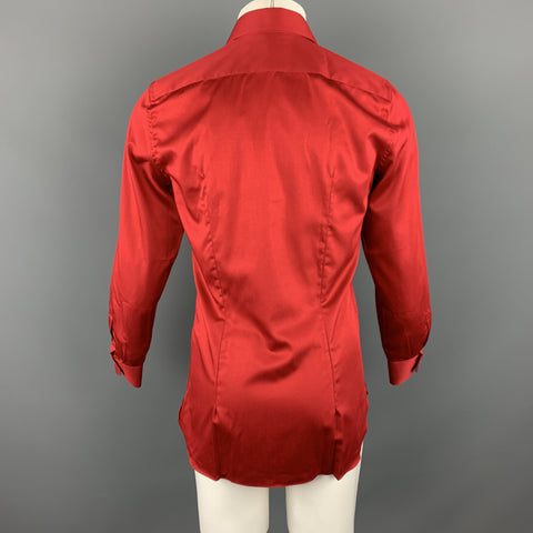 D. FINE Taille S Chemise à manches longues en coton rouge 