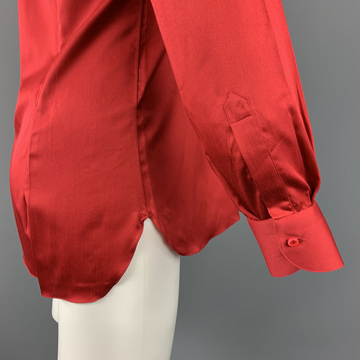 D. FINE Size S Red Cotton Long Sleeve Shirt