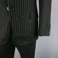 DANIELE ALESSANDRINI Size 44 Short Charcoal Chalkstripe Wool Notch Lapel Suit DANIELE ALESSANDRINI
