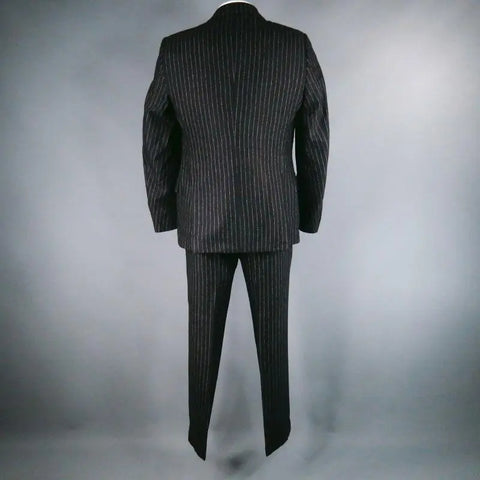 DANIELE ALESSANDRINI Size 44 Short Charcoal Chalkstripe Wool Notch Lapel Suit DANIELE ALESSANDRINI