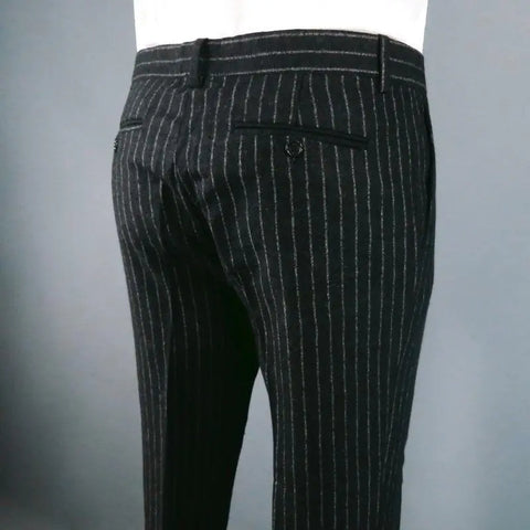 DANIELE ALESSANDRINI Size 44 Short Charcoal Chalkstripe Wool Notch Lapel Suit DANIELE ALESSANDRINI