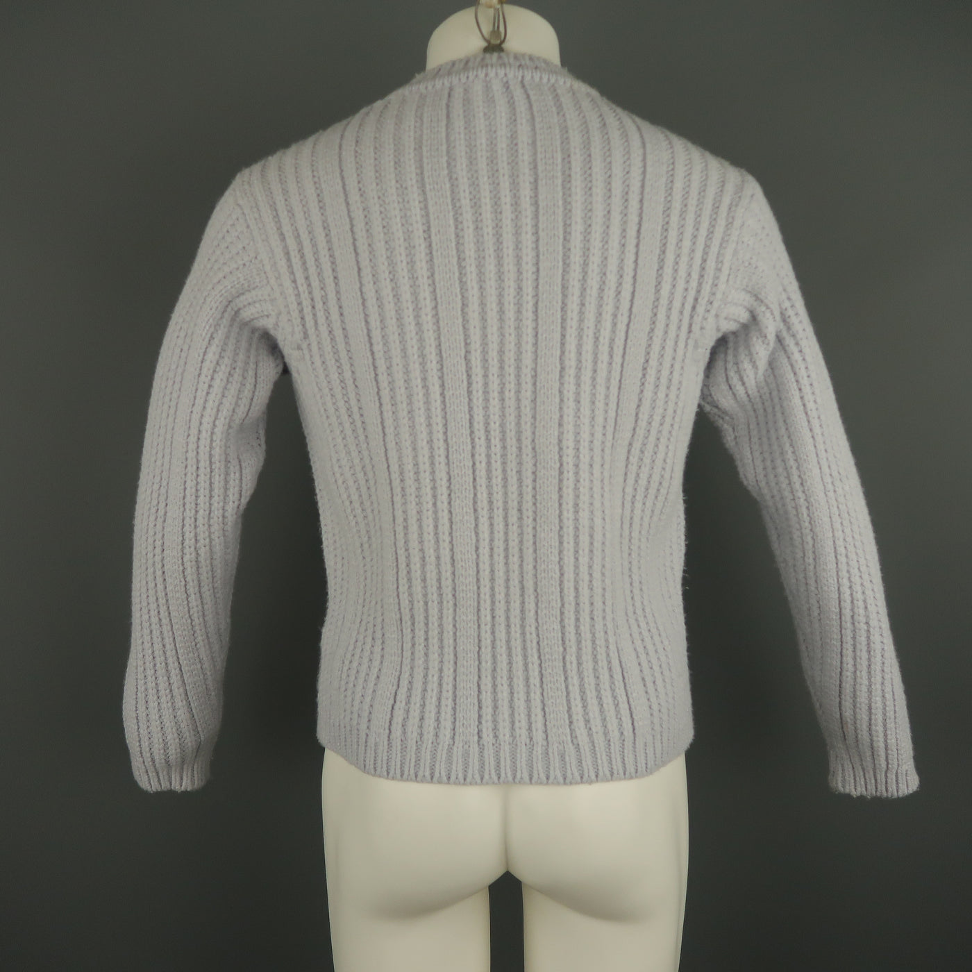 DANIELE ALESSANDRINI Size S Powder Blue Ribbed Knit Wool Blend Crew-Neck Sweater