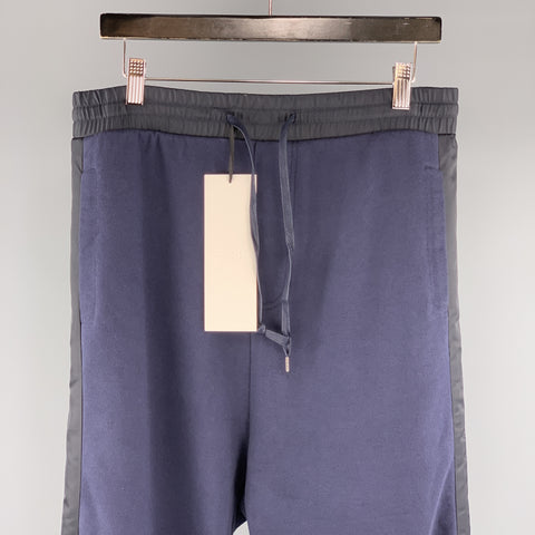 DBYDGNAK Size 32 x 32 Navy Solid Cotton Elastic Waistband Casual Pants