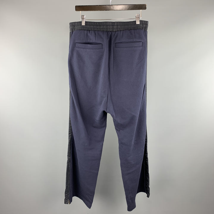 DBYDGNAK Size 32 x 32 Navy Solid Cotton Elastic Waistband Casual Pants
