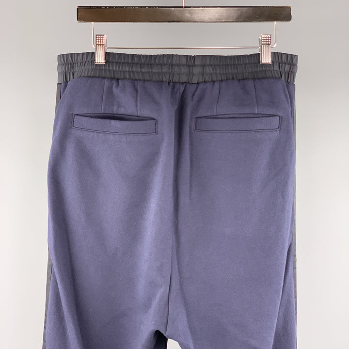 DBYDGNAK Size 32 x 32 Navy Solid Cotton Elastic Waistband Casual Pants