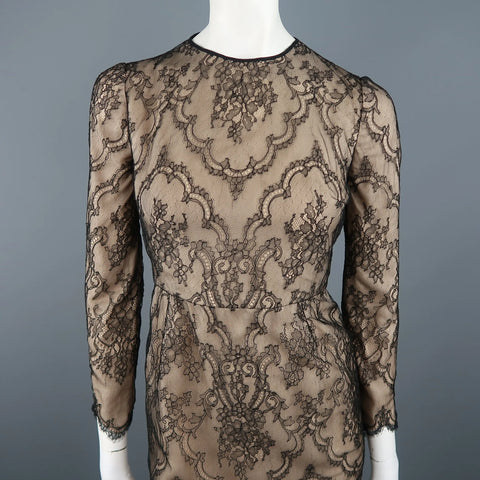 beige dress with black lace overlay Beige Dress