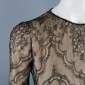 DENNIS BASSO Size 4 Beige Black Lace Overlay Long Sleeve Cocktail Dress DENNIS BASSO