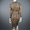 DENNIS BASSO Size 4 Beige Black Lace Overlay Long Sleeve Cocktail Dress DENNIS BASSO