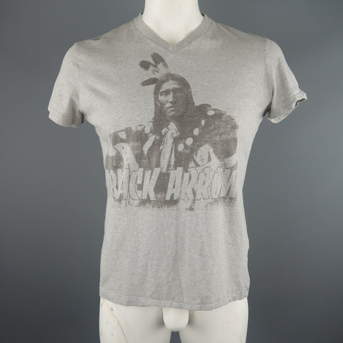 D&G by DOLCE & GABBANA Size XL Light Grey Black Arrow Graphic Cotton T-shirt