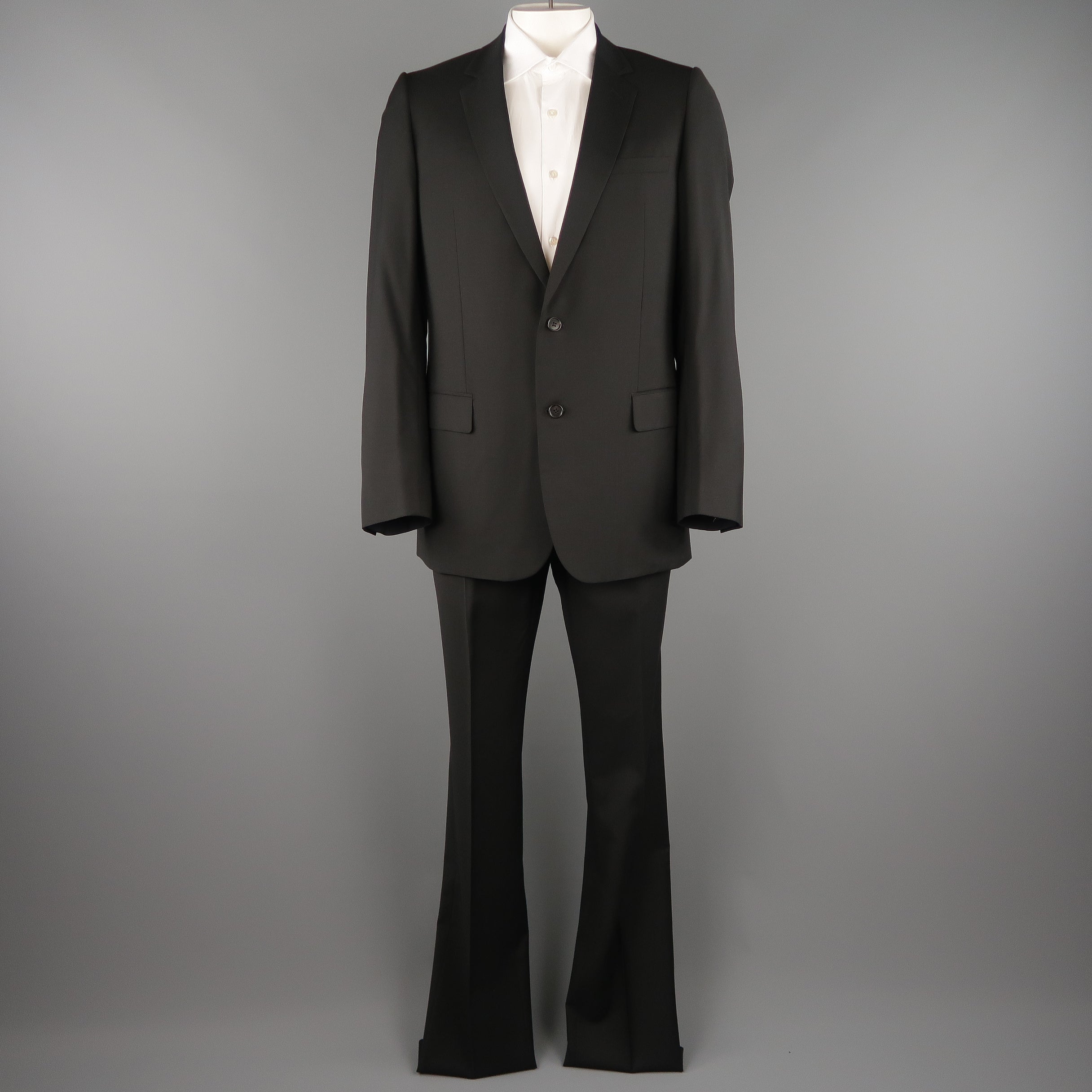DIOR HOMME 42 Black Wool Single Breasted Notch Lapel Classic
