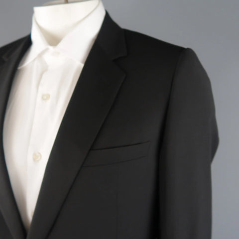 DIOR HOMME 42 Black Wool Single Breasted Notch Lapel Classic Suit DIOR HOMME