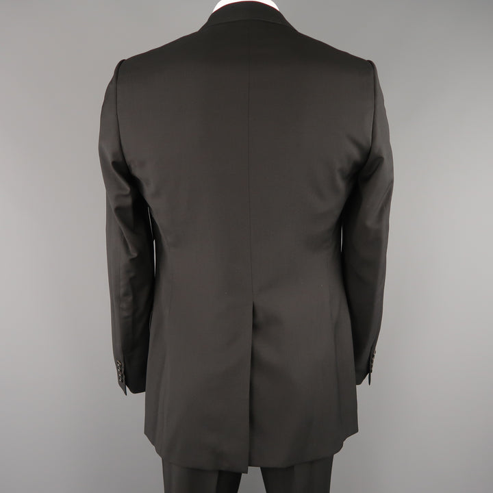 DIOR HOMME 42 Black Wool Single Breasted Notch Lapel Classic Suit