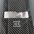 DIOR HOMME Black & Silver Diagonal Stripe Silk Tie DIOR HOMME