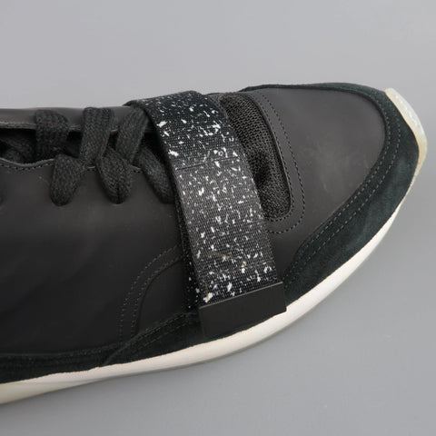 DIOR HOMME Size 12 Black Rubberized Leather & Suede Strap Sneakers DIOR HOMME