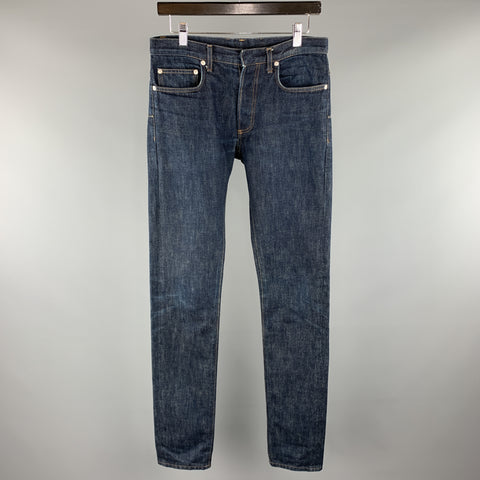 DIOR HOMME Size 29 x 36 Indigo Contrast Stitch Denim Button Fly Jeans