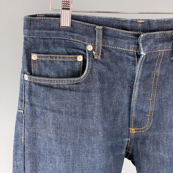 DIOR HOMME Size 29 x 36 Indigo Contrast Stitch Denim Button Fly Jeans