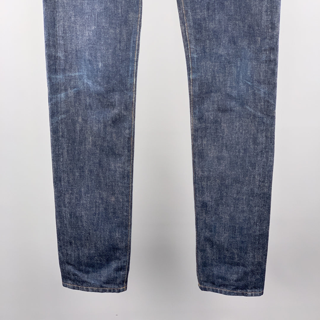 DIOR HOMME Size 29 x 36 Indigo Contrast Stitch Denim Button Fly Jeans