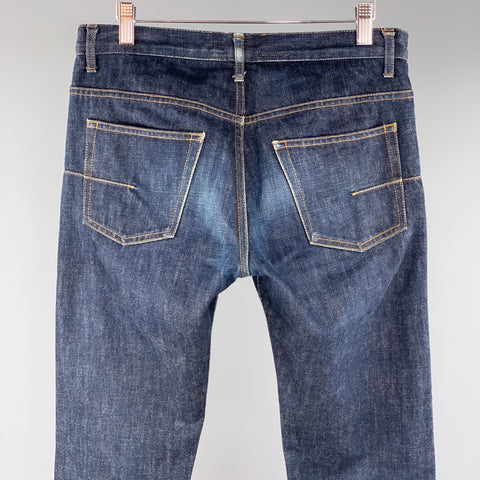DIOR HOMME Size 29 x 36 Indigo Contrast Stitch Denim Button Fly Jeans