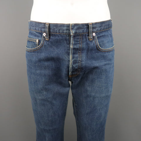 DIOR HOMME Size 32 Indigo Washed Denim 31 Button Fly Jeans