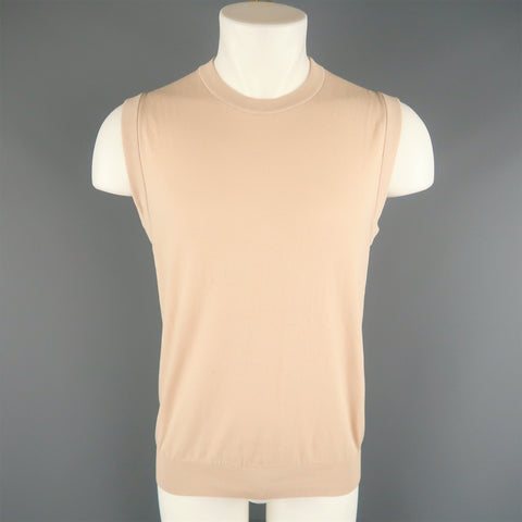 DIOR HOMME Size M Beige Wool Blend Knit Crew-Neck Vest Top