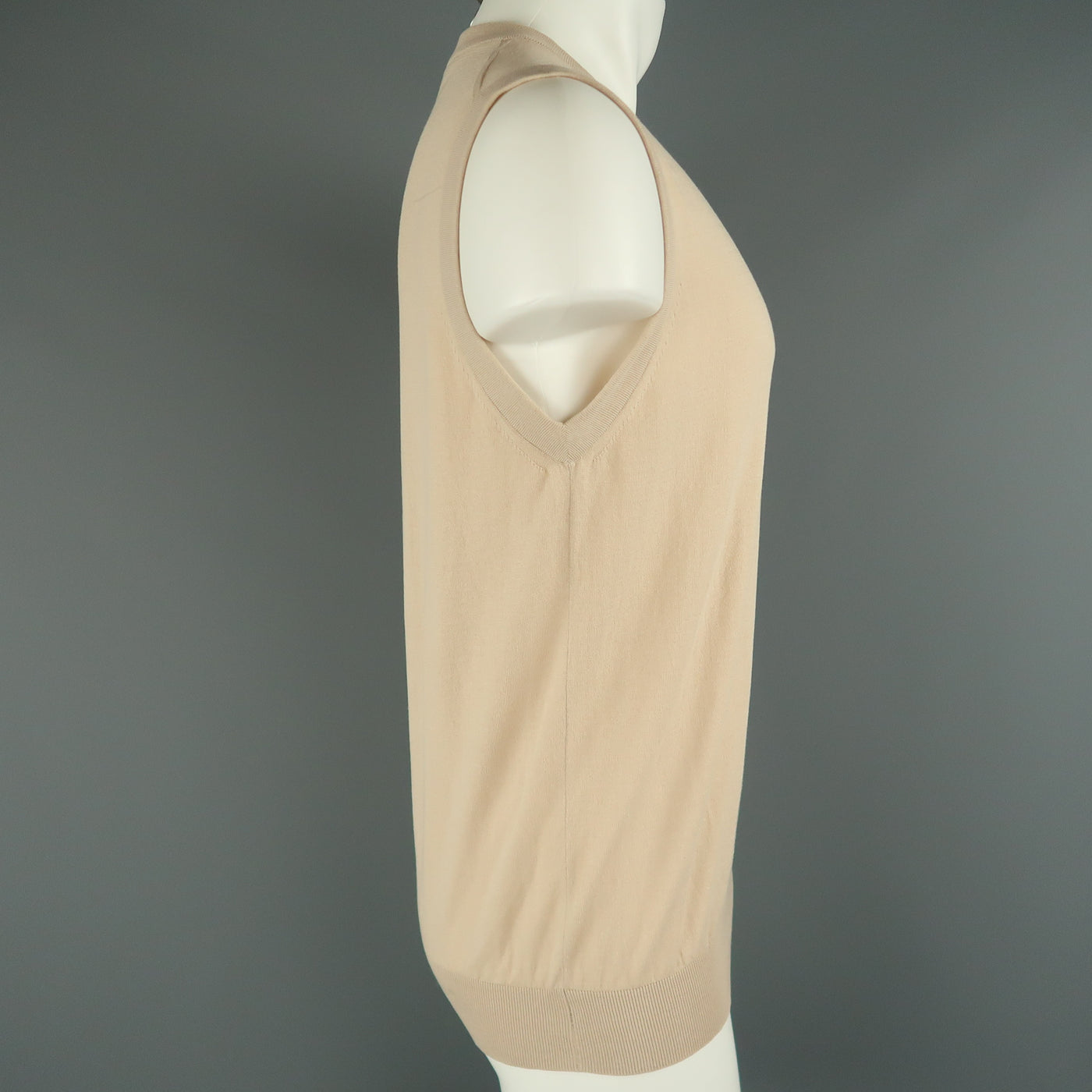 DIOR HOMME Size M Beige Wool Blend Knit Crew-Neck Vest Top