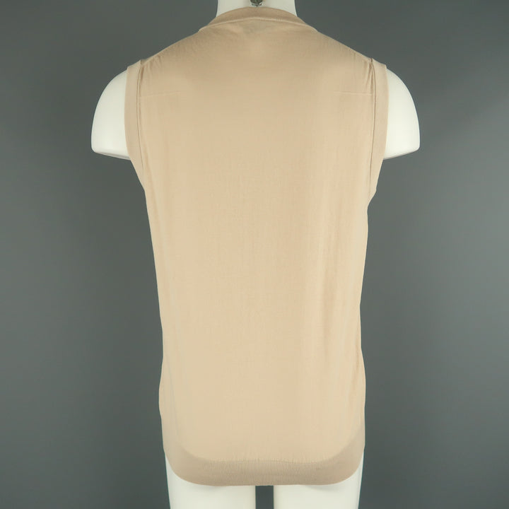 DIOR HOMME Size M Beige Wool Blend Knit Crew-Neck Vest Top