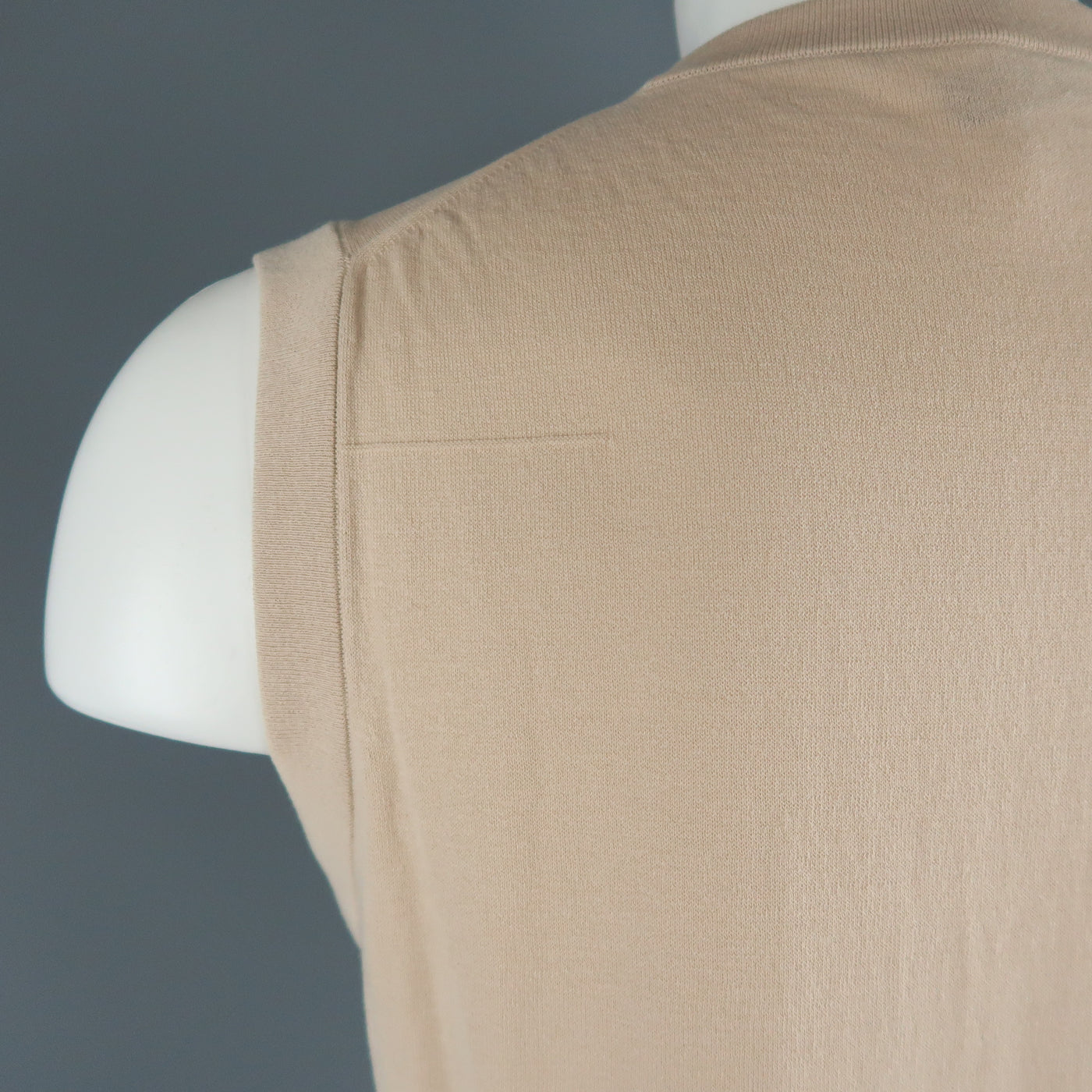 DIOR HOMME Size M Beige Wool Blend Knit Crew-Neck Vest Top
