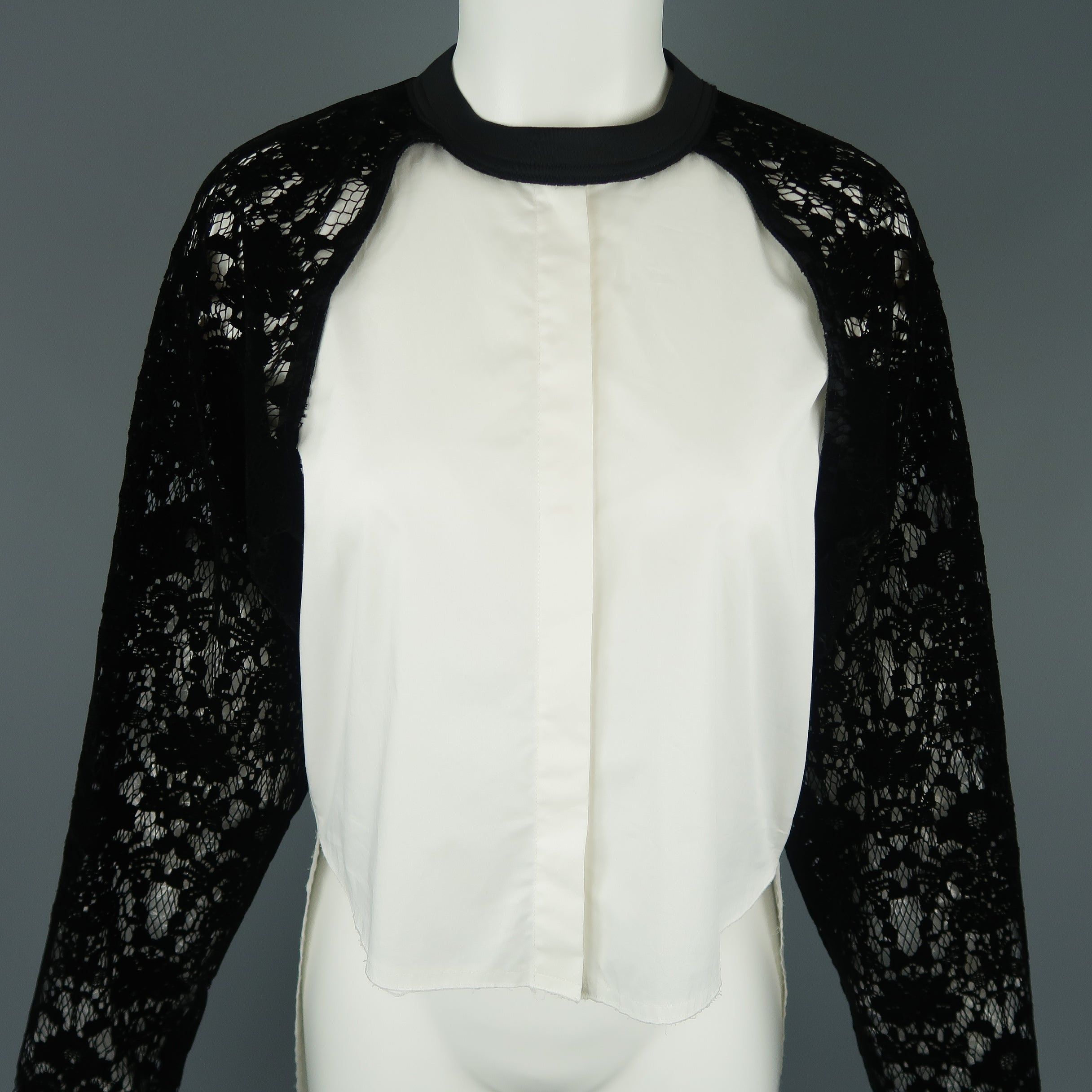 Camisa blanca con encaje negro hotsell