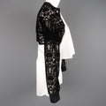 DKNY Size S Black & White Velvet Lace Sleeve High Low Shirt DKNY