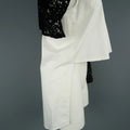 DKNY Size S Black & White Velvet Lace Sleeve High Low Shirt DKNY