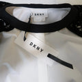 DKNY Size S Black & White Velvet Lace Sleeve High Low Shirt DKNY