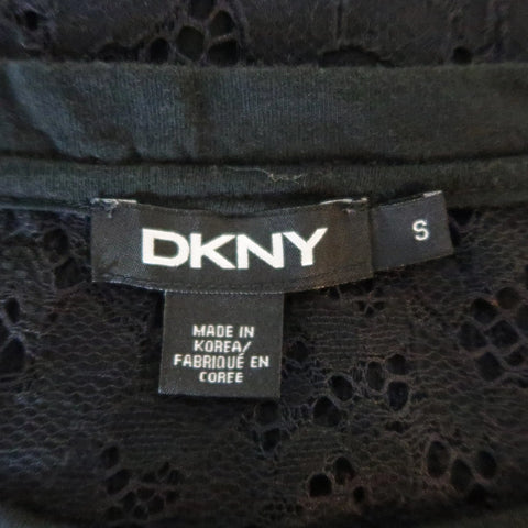 DKNY Size S Black Lace Back Jersey Crewneck  T-shirt DKNY