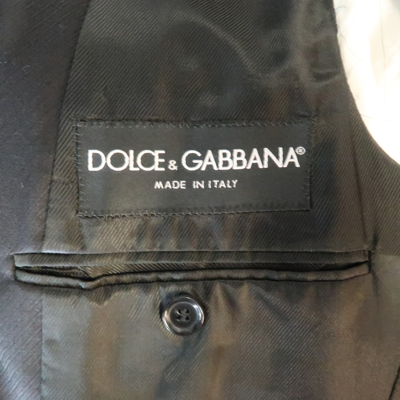 DOLCE & GABBANA 38 Short Black Diagonal Stripe Wool Notch Lapel  Sport Coat