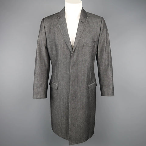 DOLCE & GABBANA 40 Dark Gray Solid Wool / Cotton Denim Hidden Placket Coat DOLCE & GABBANA