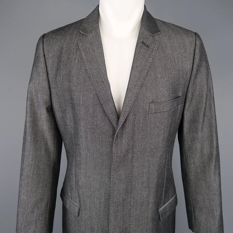 DOLCE & GABBANA 40 Dark Gray Solid Wool / Cotton Denim Hidden Placket Coat DOLCE & GABBANA