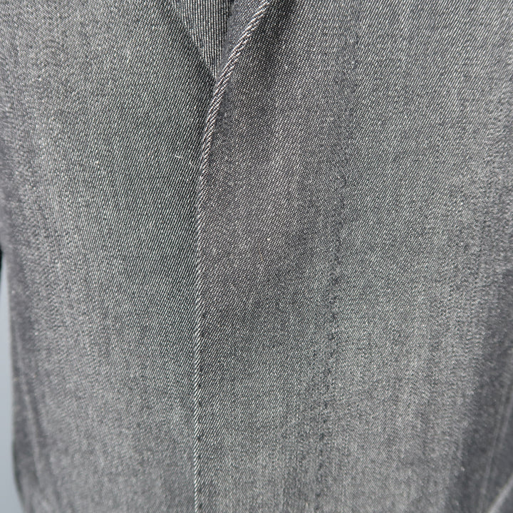 DOLCE &amp; GABBANA 40 Manteau à patte cachée en laine / coton uni gris foncé