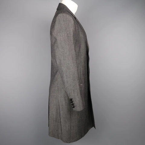 DOLCE & GABBANA 40 Dark Gray Solid Wool / Cotton Denim Hidden Placket Coat DOLCE & GABBANA