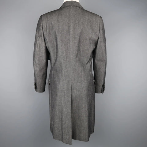 DOLCE & GABBANA 40 Dark Gray Solid Wool / Cotton Denim Hidden Placket Coat DOLCE & GABBANA