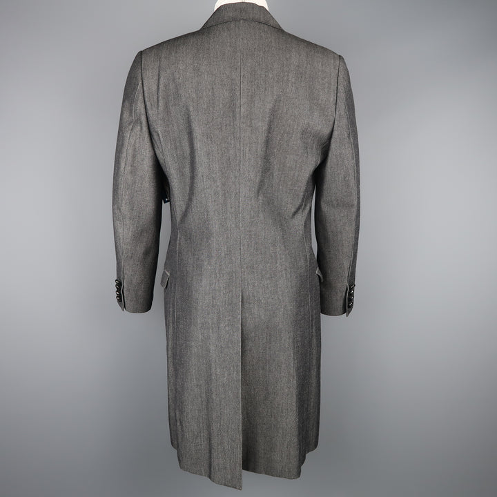 DOLCE &amp; GABBANA 40 Abrigo con tapeta oculta de mezclilla de algodón y lana lisa gris oscuro