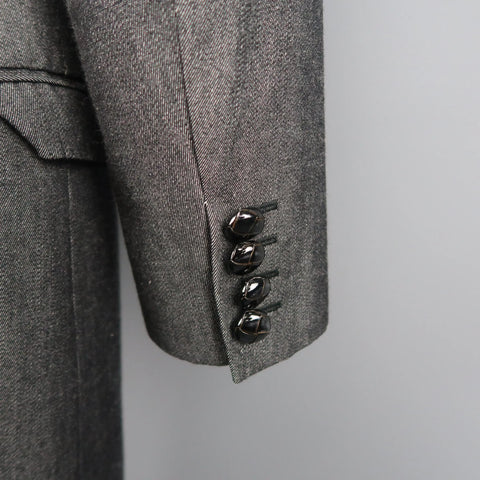 DOLCE & GABBANA 40 Dark Gray Solid Wool / Cotton Denim Hidden Placket Coat DOLCE & GABBANA