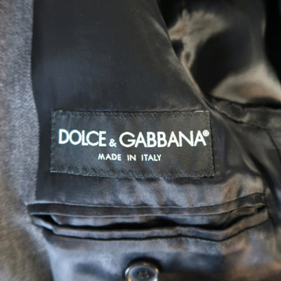 DOLCE & GABBANA 40 Dark Gray Solid Wool / Cotton Denim Hidden Placket Coat